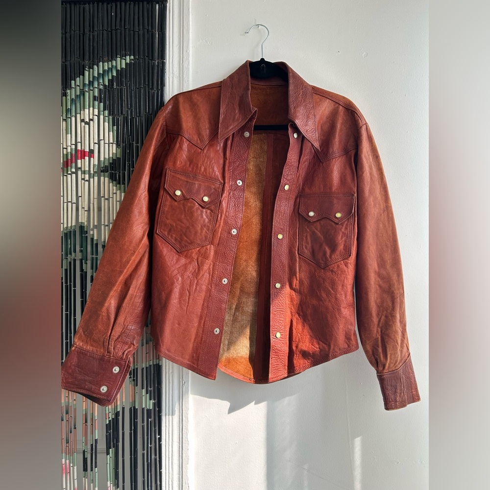 Vintage Leather Western Shirt Jacket